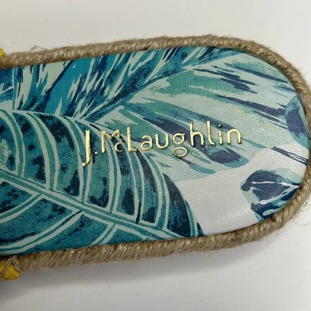 J. McLaughlin Aries Leather Scalloped Sandals‎ Yellow 9.5
